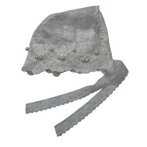 Nihao‎ Girls Bonnet Hat Size Small Lace Pearls